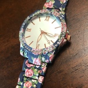 💕 2/$15 NEW! Blue & Pink Floral Watch